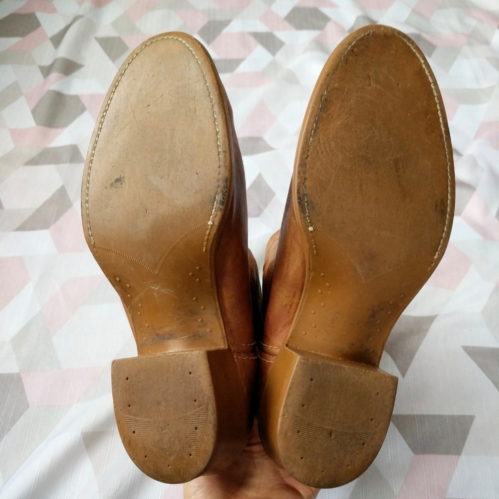 Acme Cowboy Western Boots Tan Leather Size 7 - Picture 5 of 8